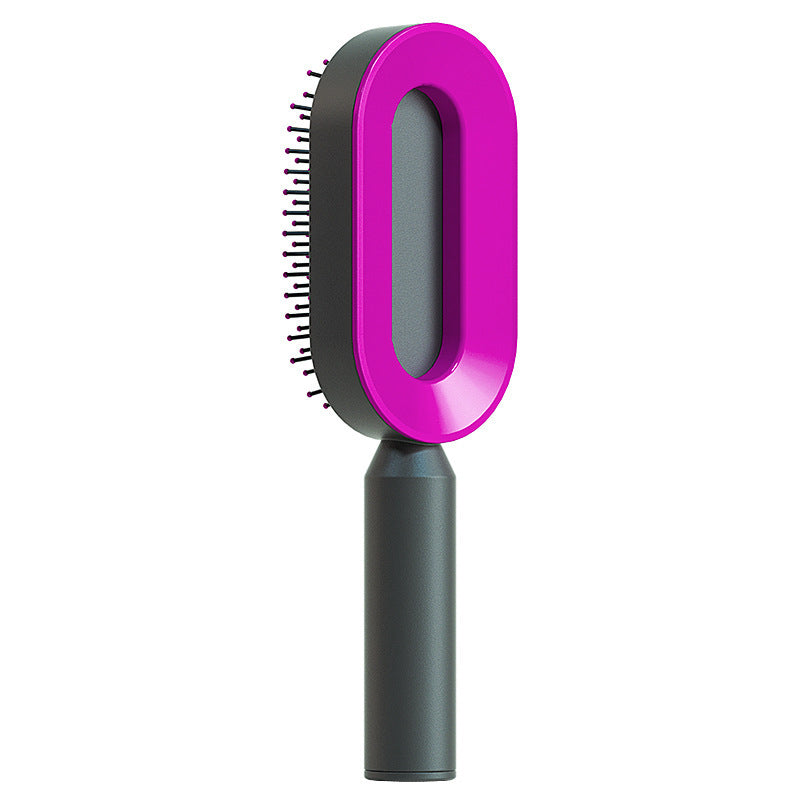 One-Key Self Cleaning Anti-Static Hair Brush for Women's Hair Airbag Scalp Massage Comb