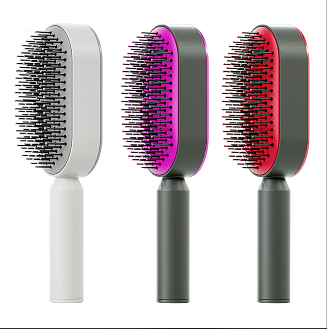 One-Key Self Cleaning Anti-Static Hair Brush for Women's Hair Airbag Scalp Massage Comb