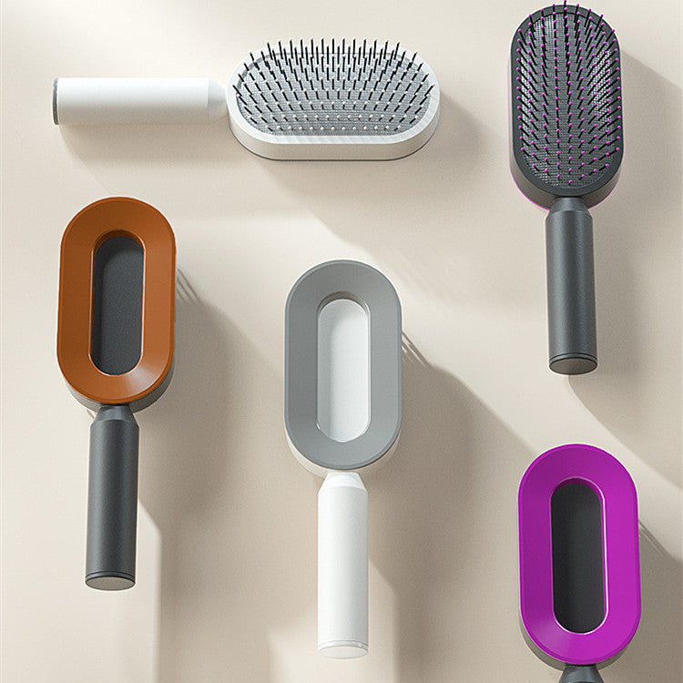 One-Key Self Cleaning Anti-Static Hair Brush for Women's Hair Airbag Scalp Massage Comb