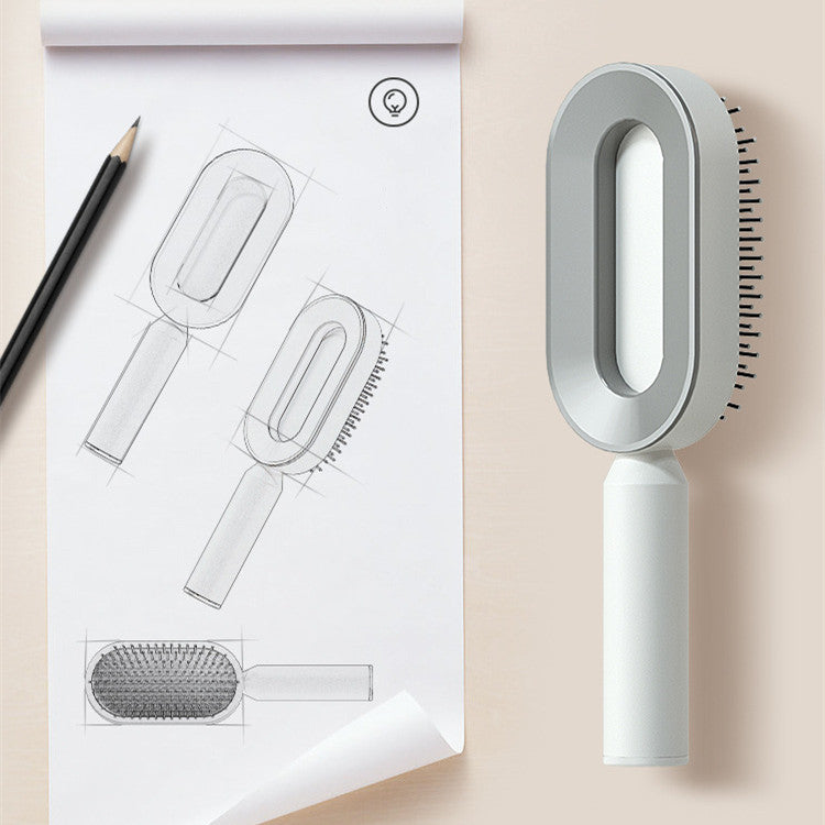 One-Key Self Cleaning Anti-Static Hair Brush for Women's Hair Airbag Scalp Massage Comb